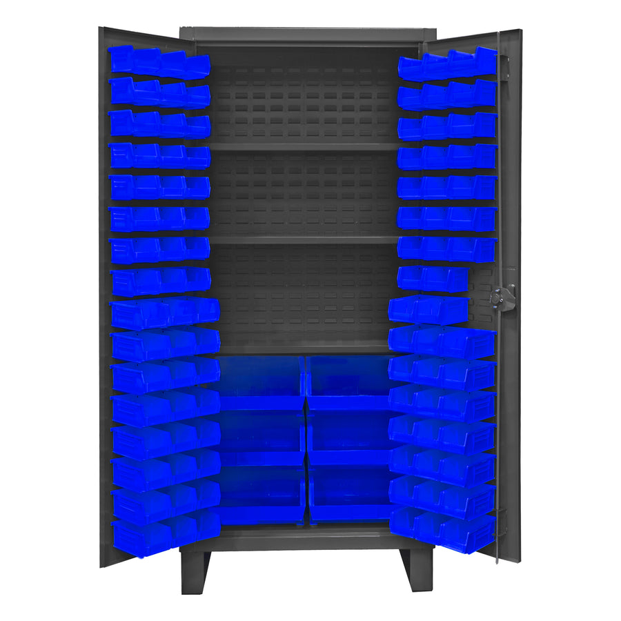 Cabinet, 3 Shelves, 102 Blue Bins