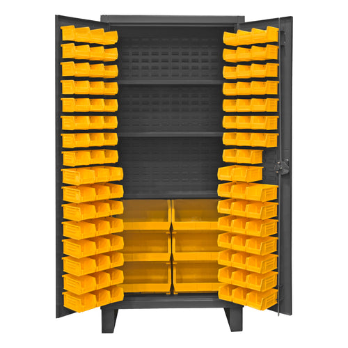 Cabinet, 3 Shelves, 102 Yellow Bins