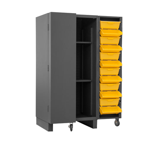 Cabinet, 2 Shelves, 12 Yellow Bins
