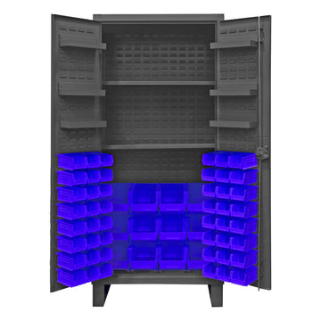 Cabinet, 2 Shelves, 60 Blue Bins