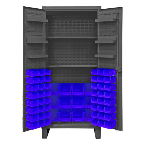 Cabinet, 2 Shelves, 60 Blue Bins