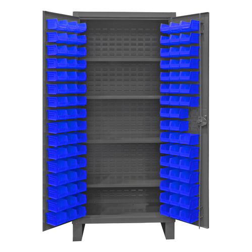 Cabinet, 4 Shelves, 96 Blue Bins