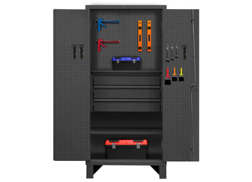 Pegboard Cabinet, 1 Shelf, 3 Drawers