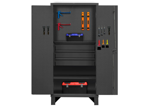 Pegboard Cabinet, 1 Shelf, 3 Drawers