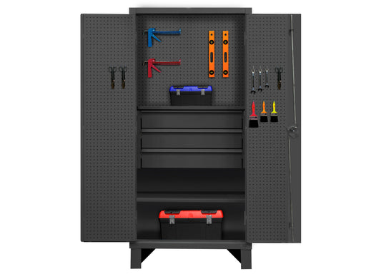 Pegboard Cabinet, 1 Shelf, 3 Drawers