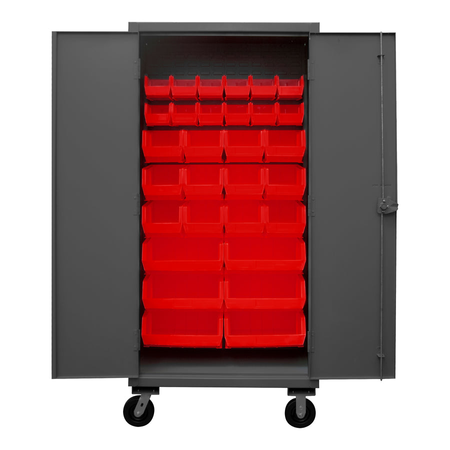 Mobile Cabinet, 30 Red Bins
