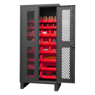 Ventilated Cabinet, 30 Red Bins
