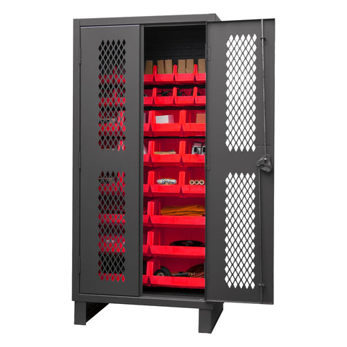 Ventilated Cabinet, 30 Red Bins