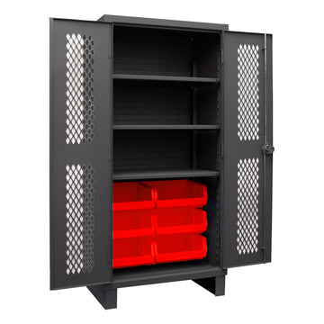 Ventilated Cabinet, 3 Shelves, 6 Bins