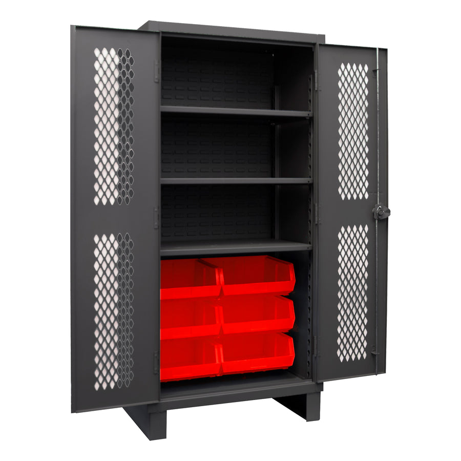 Ventilated Cabinet, 3 Shelves, 6 Bins