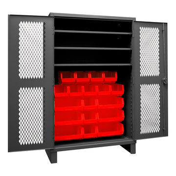Ventilated Cabinet, 3 Shelves, 18 Bins