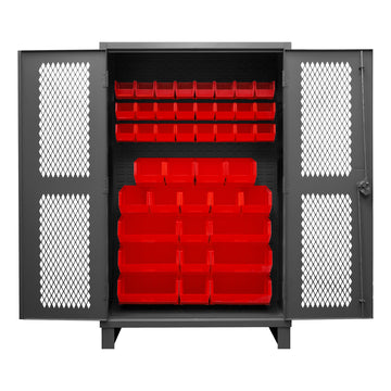 Ventilated Cabinet, 42 Red Bins