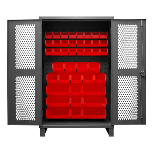 Ventilated Cabinet, 42 Red Bins