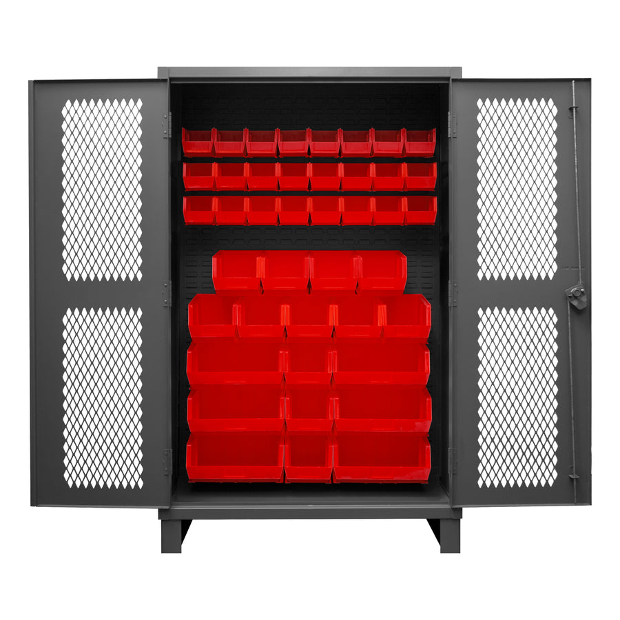 Ventilated Cabinet, 42 Red Bins