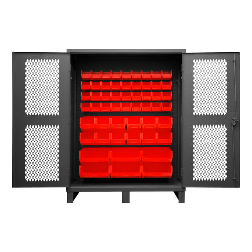 Ventilated Cabinet, 54 Red Bins