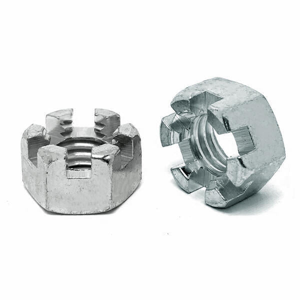 3/8"-24 Steel Slotted Hex Nuts Plain & Oil