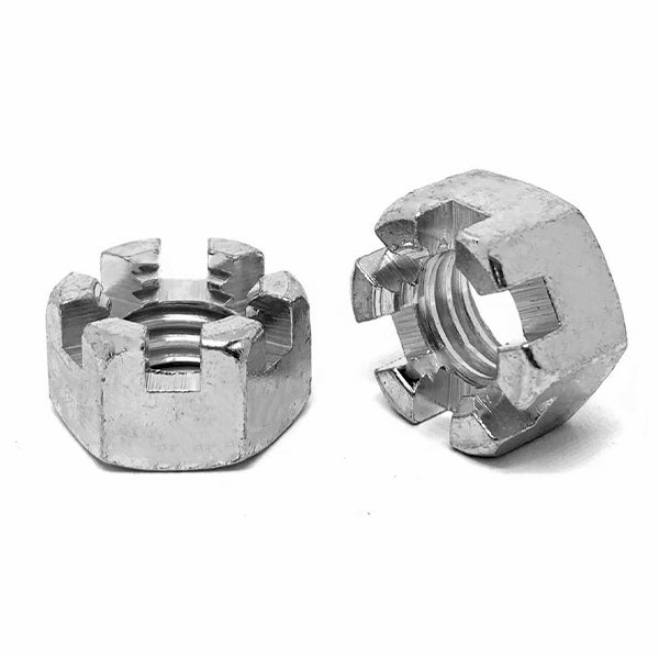 1/2"-20 Steel Slotted Hex Nuts Plain & Oil