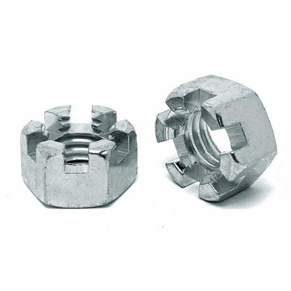 1/4"-28 Slotted Finished Hex Nuts Zinc Clear