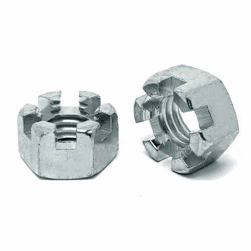 7/16"-20 Slotted Finished Hex Nuts Zinc Clear