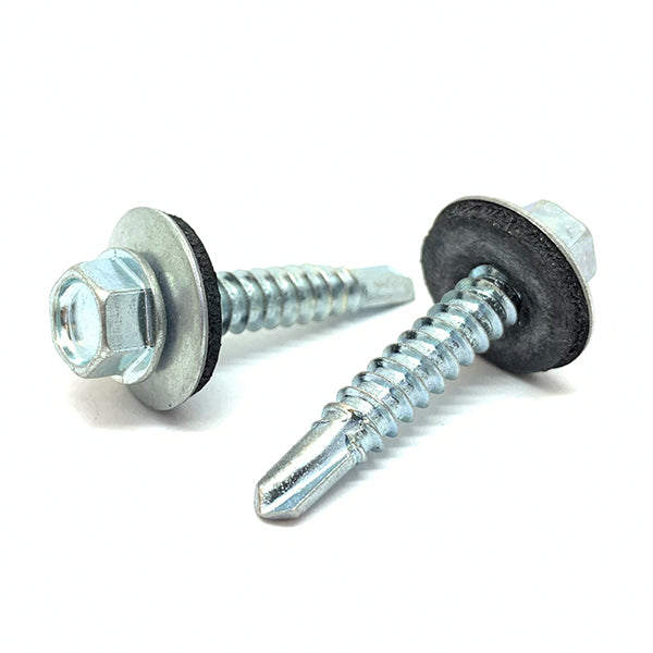 #10x2" Hex Washer Head #3 Point w/ Sealing Washer Drilling Sheet Metal Screws Zinc