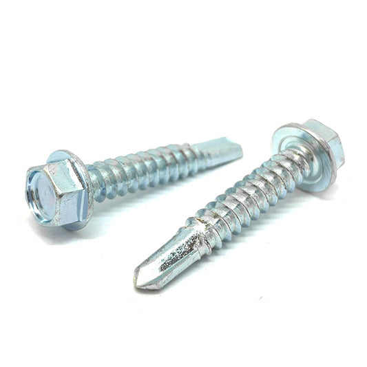1/4-14x3" Unslotted Hex Washer Head #3 Point Self Drilling Screws Zinc