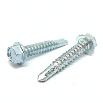 1/4-14x1-3/4" Unslotted Hex Washer Head #3 Point Self Drilling Screws Zinc