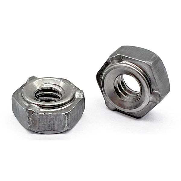 7/16"-14 3 Prong Long Pilot Hex Weld Nuts
