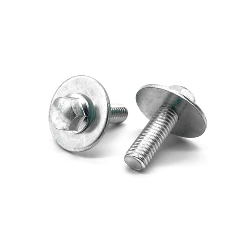 M6-1.0x16 Hex Flange Bolt Smooth Head Free Spin Conical Washer Off Road Moto Hardware Zinc