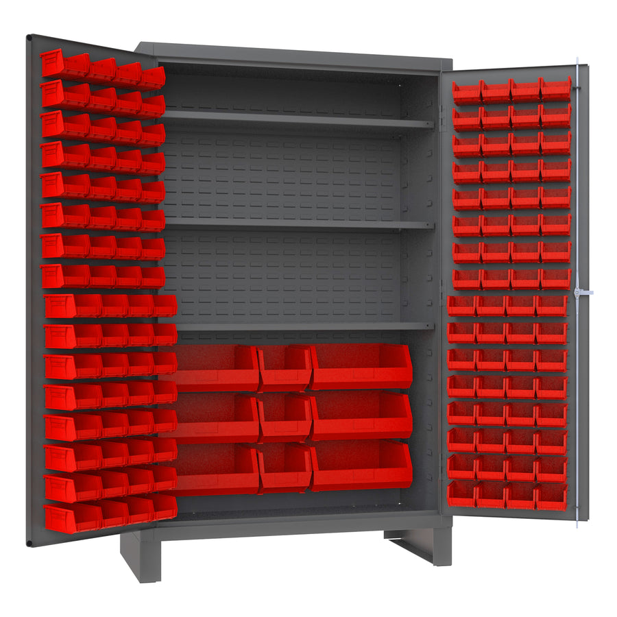 Cabinet, 3 Shelves, 137 Red Bins