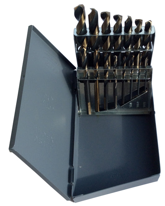 15 Piece HSS Black & Gold KFD Split Point Mechanics Length Drill Bit Set, 1/16" - 1/2"