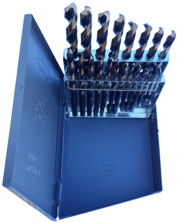 21 Piece HSS Black & Gold KFD Split Point Jobber Length Drill Bit Set, 1/16" - 3/8"
