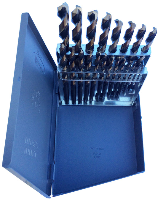 21 Piece HSS Black & Gold KFD Split Point Jobber Length Drill Bit Set, 1/16" - 3/8"