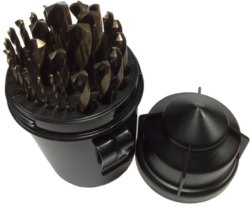 29 Piece HSS Black & Gold KFD Split Point Mechanics Length Drill Bit Set, 1/16" - 1/2", Plastic Case