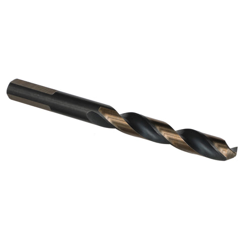 13/64" HSS Black & Gold KFD Split Point Mechanics Length Drill Bit with 3-Flat Shank