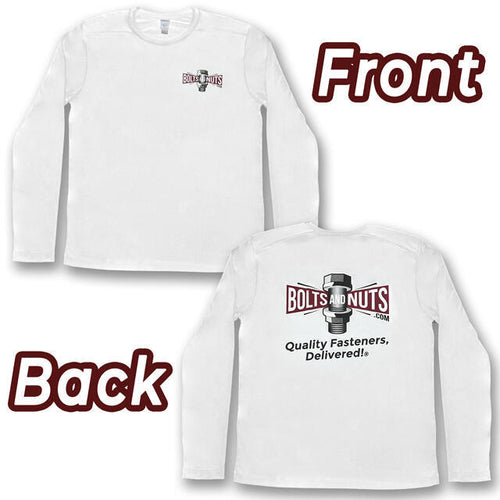 White BoltsandNuts.com Logo Long Sleeve Tee