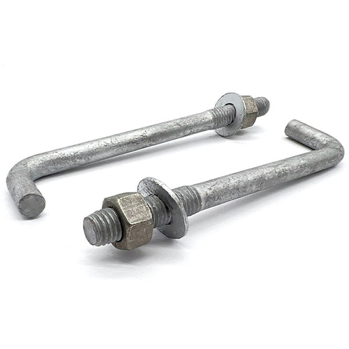 3/8"x10"x1-1/4"x1-3/4" L Shaped Anchor Bolts with Nuts and Washers Galvanized