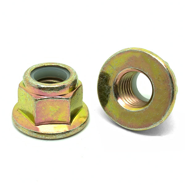 M8-1.25 Class 8 Nylon Insert Hex Flange Lock Nuts Zinc Yellow