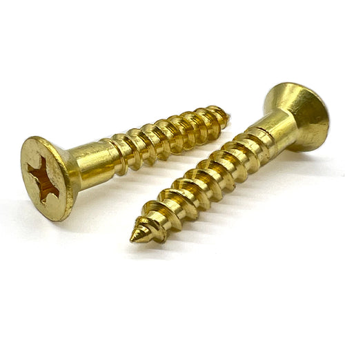 #12x1-1/2" Phillips Flat Head Wood Screws Brass