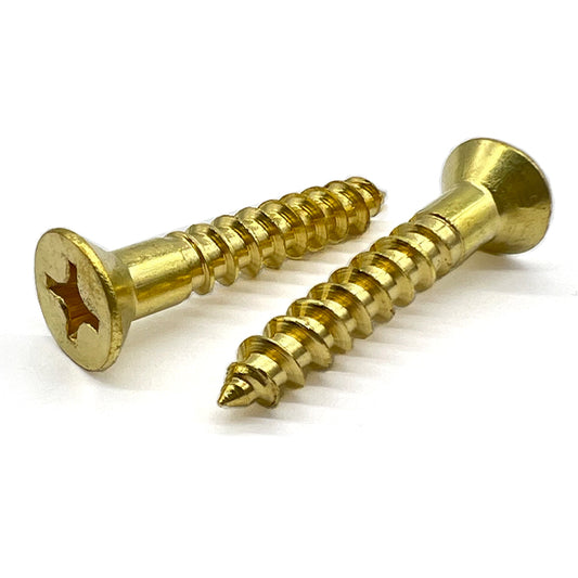 #10x3" Phillips Flat Head Wood Screws Brass