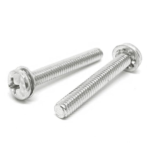 #10-32x3/8" 410 Stainless Steel Internal Tooth Sems Phillips Pan Head Machine Screws