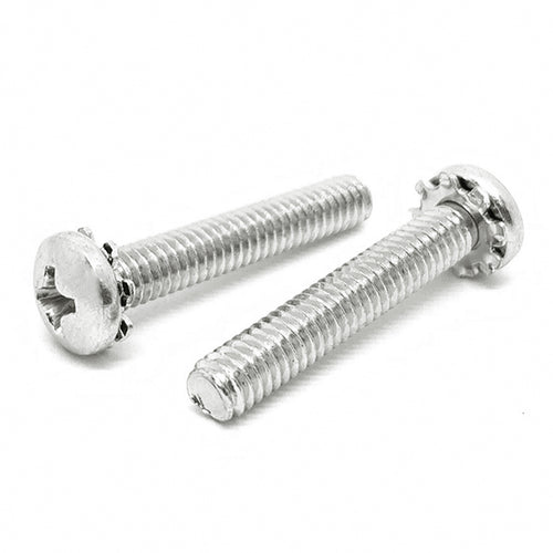 #10-32x3/8" 410 Stainless Steel External Tooth Sems Phillips Pan Head Machine Screws
