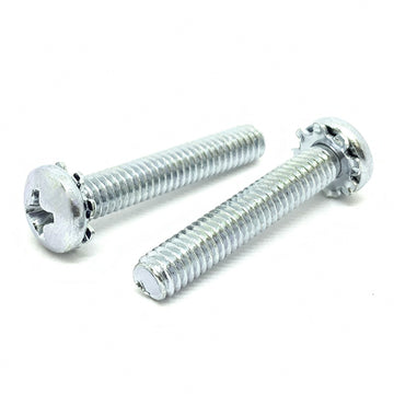 1/4-20x1-1/2" External Tooth Sems Phillips Pan Head Machine Screws Zinc