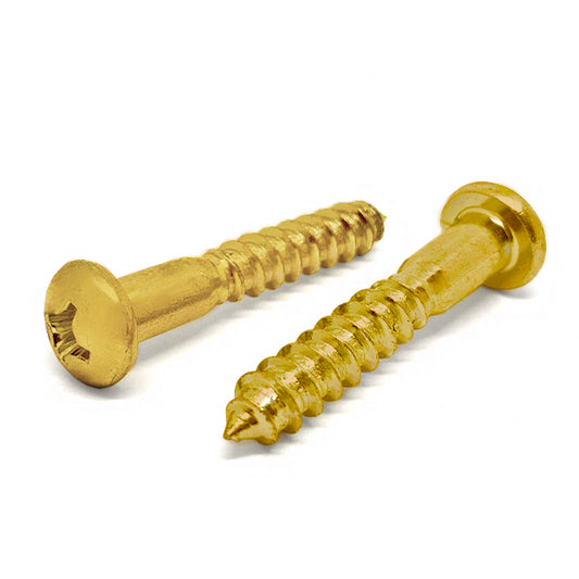 #10x1" Brass Phillips Round Head Wood Screws