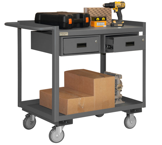 Stock Cart, 2 Shelves, 24 x 36, 2 Drawer
