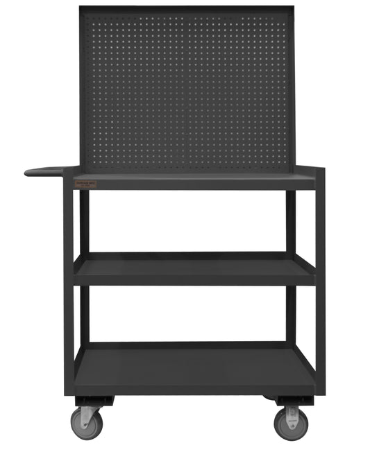 Stock Cart, 3 Shelves, 24 x 36, Pegboard