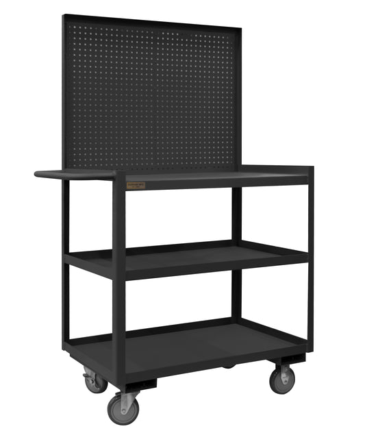 Stock Cart, 3 Shelves, 24 x 36, Pegboard