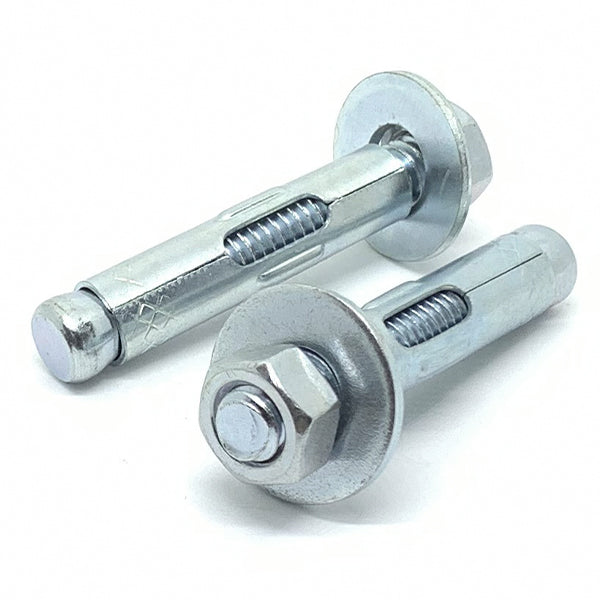 3/8-16x3" Sleeve Anchor w/ Hex Nuts & Washers Zinc Clear Steel