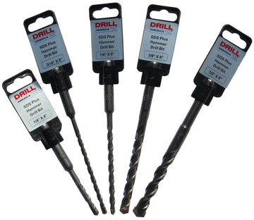 3/16" - 1/2" 5 Piece SDS-Plus Hammer Drill Bit Drill Bit Set