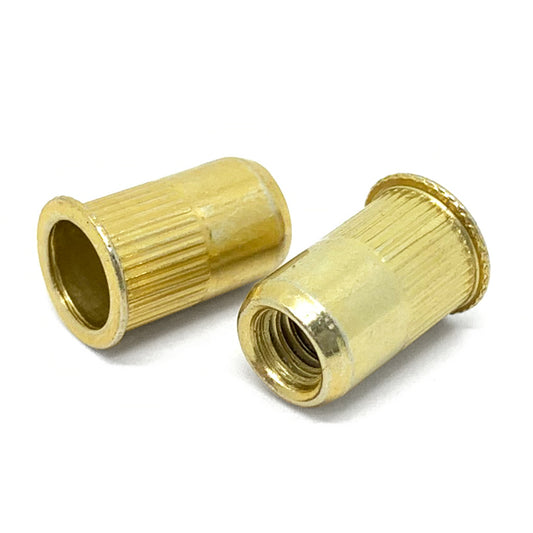 1/4-20 (.027-.165) Steel Small Flange Knurled Body Rivet Nut Zinc Yellow