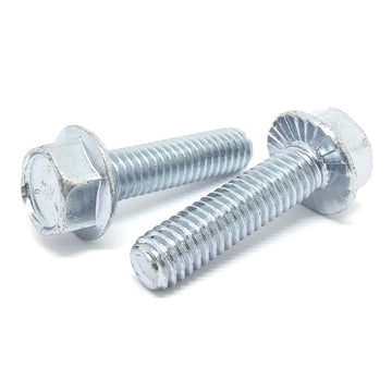 #10-24x1/2" Grade 5 Serrated Hex Flange Bolts Zinc Clear